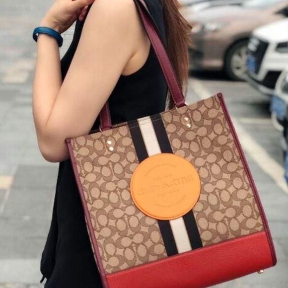 Coach Dempsey Signature Jaquard Stripe/Logo Patch Tote Bag #1917 - Picture 3 of 13